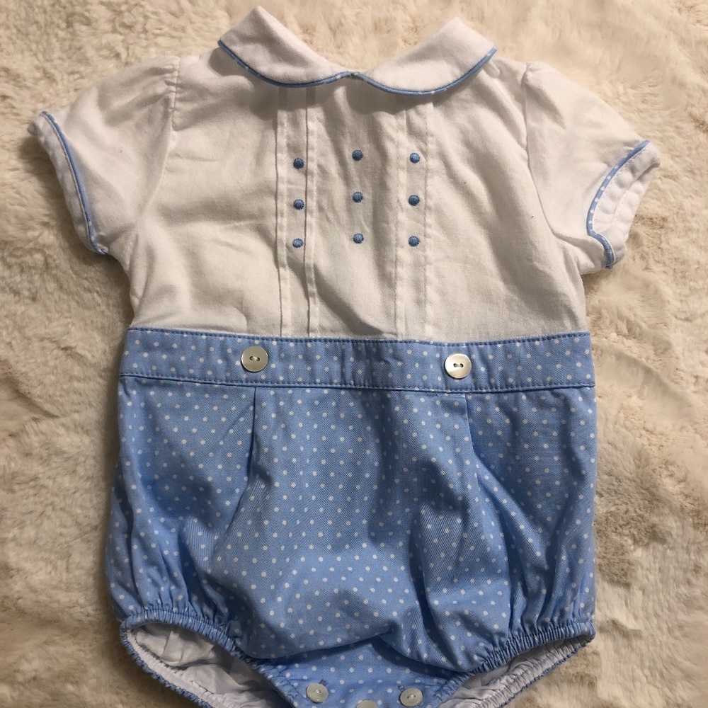 Dulces White and Blue Romper Size 3-6 Months